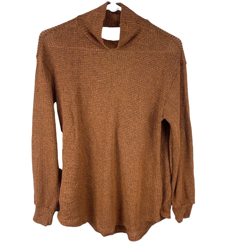 NWT Lush Cut Out Pullover Sweater Mock Neck Long Sleeve Rust Brown sz S